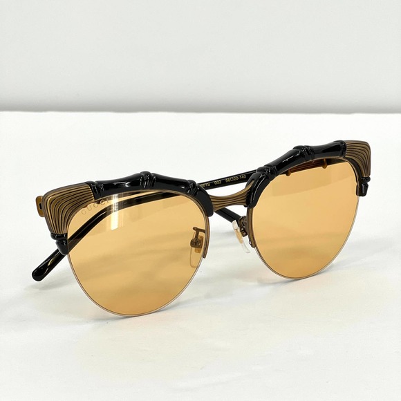 GUCCI Sunglasses Bamboo Detail Yellow Cat Eye GG0661S 002 56 20-140 NEW - Picture 10 of 12